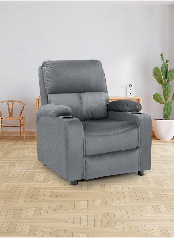 REGAL IN HOUSE Cinematic Velvet Upholstered Classic Recliner Chair With Bed Mode - Grey - 90x95x80cm Wood 