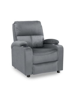 REGAL IN HOUSE Cinematic Velvet Upholstered Classic Recliner Chair With Bed Mode - Grey - 90x95x80cm Wood  - Image 2