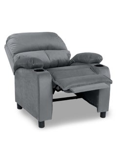REGAL IN HOUSE Cinematic Velvet Upholstered Classic Recliner Chair With Bed Mode - Grey - 90x95x80cm Wood  - Image 4