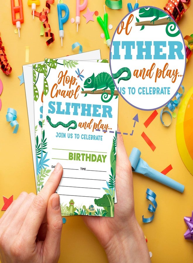 Levitatinyear Reptile Amphibian Birthday Party Invitation, Lizard Themed Fill-In Invites for Men & Women, 20 Invitations With Envelopes (4" X 6"), Adults Snake Party Favors Decorations and Supplies -41 - Image 3