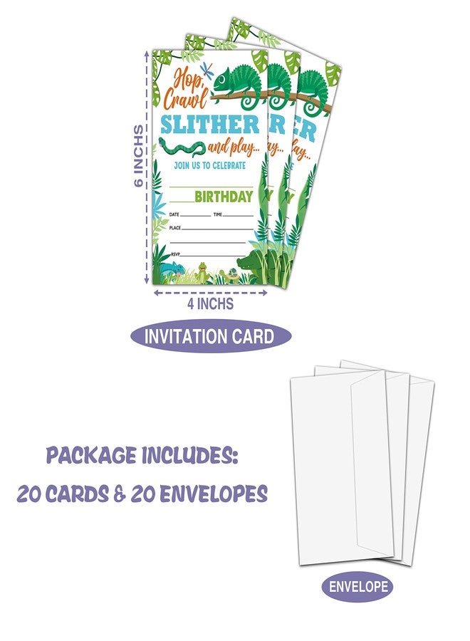 Levitatinyear Reptile Amphibian Birthday Party Invitation, Lizard Themed Fill-In Invites for Men & Women, 20 Invitations With Envelopes (4" X 6"), Adults Snake Party Favors Decorations and Supplies -41 - Image 4