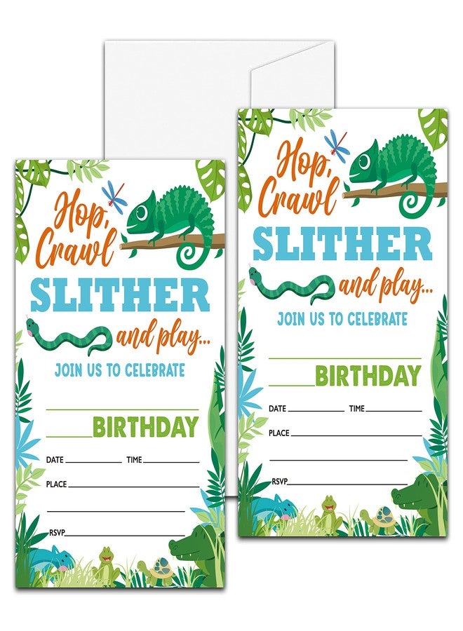 Levitatinyear Reptile Amphibian Birthday Party Invitation, Lizard Themed Fill-In Invites for Men & Women, 20 Invitations With Envelopes (4" X 6"), Adults Snake Party Favors Decorations and Supplies -41 - Image 1