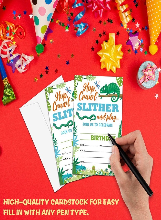 Levitatinyear Reptile Amphibian Birthday Party Invitation, Lizard Themed Fill-In Invites for Men & Women, 20 Invitations With Envelopes (4" X 6"), Adults Snake Party Favors Decorations and Supplies -41 - Image 5