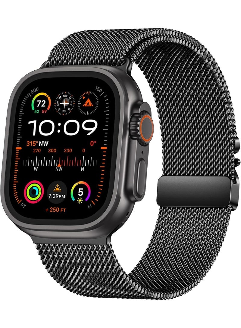 FITIT FITIT Strap Compatible with Apple Watch Ultra 2/Ultra 49mm, Stainless Steel Mesh Loop Strap with Parachute-style Buckle for Apple Watch Series 10 46mm, 9/8/7 45mm, SE2/SE/6/5/4 44mm, 3/2/1 42mm  - Image 2