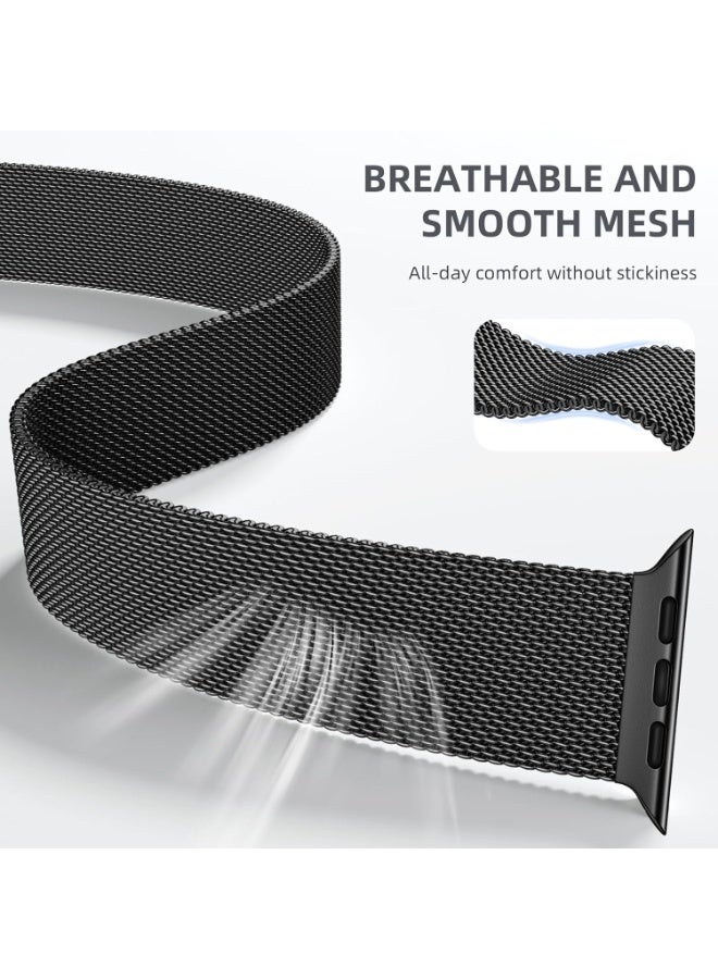 FITIT FITIT Strap Compatible with Apple Watch Ultra 2/Ultra 49mm, Stainless Steel Mesh Loop Strap with Parachute-style Buckle for Apple Watch Series 10 46mm, 9/8/7 45mm, SE2/SE/6/5/4 44mm, 3/2/1 42mm  - Image 5