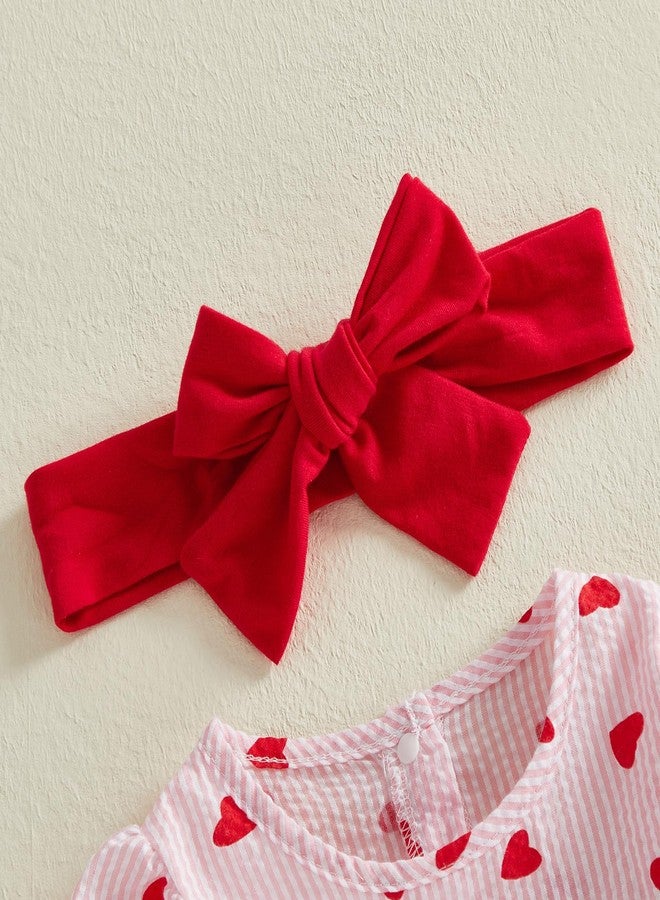 Lenjindjer Baby Girl Valentines Day Outfit Heart Long Sleeve Plaid Smocked Bubble Romper Headband Newborn Spring Bodysuit (Valentines Red, 3-6 Months) - Image 5