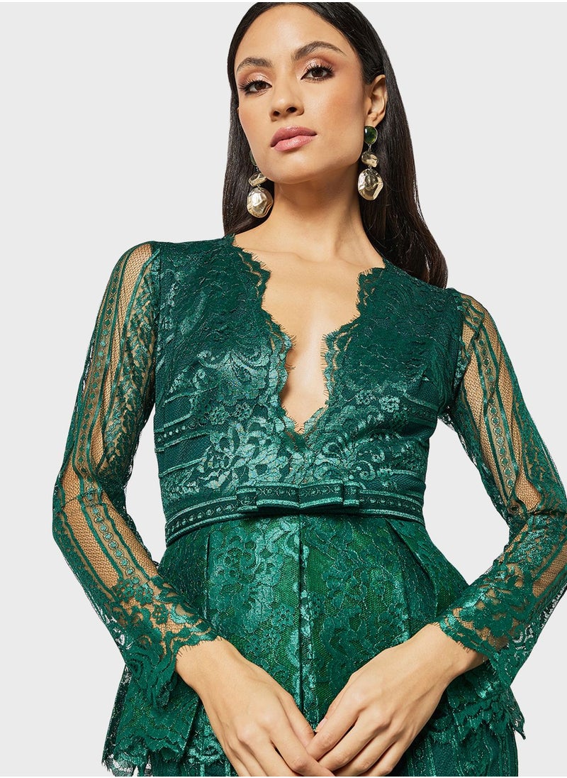 Threadz by Ajooni - Peplum Lace Dress - Image 1