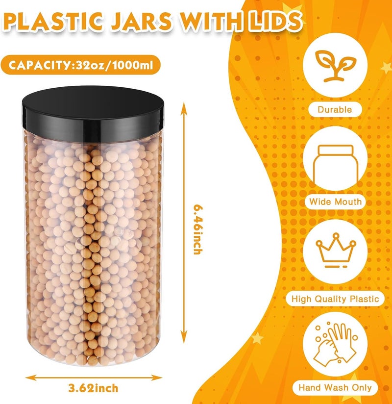 Patelai 4 Pieces Round Wide-mouth Leak Proof Plastic Container Jars with Lids for Travel Storage Makeup Beauty Products Face Creams Oils Salves Ointments DIY Making(32 Ounce,Black) - Image 2