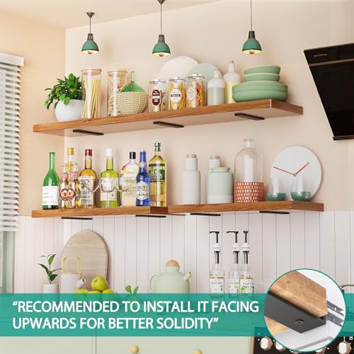 Goovilla Heavy Duty Floating Shelf Brackets 6 Inch for 2×4” Wood Stud, 4 Pack L Brackets for Shelves or Shelving, Black Coated Metal Shelf Hardware with 160 lb. Load Capacity and Easy Installation - Image 2