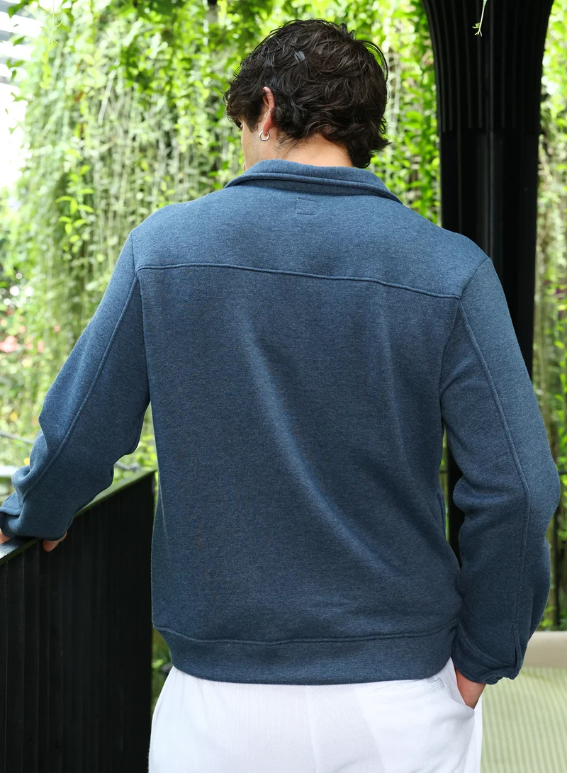 CAHOOT Blue Men's Aegean Blue Utility-Knit Jacket for Men | Best Price UAE