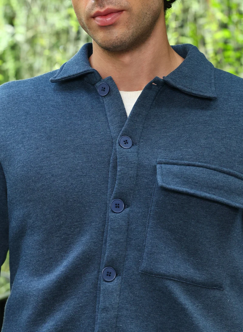 CAHOOT Blue Men's Aegean Blue Utility-Knit Jacket for Men | Best Price UAE