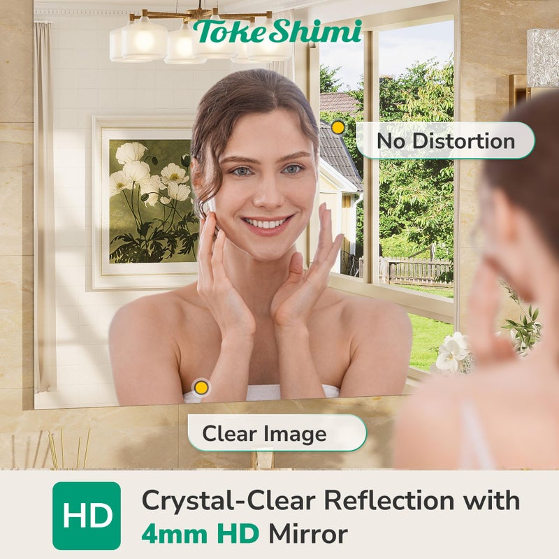 TokeShimi 30x36 Frameless Bathroom Vanity Mirrors for Over Sink, Modern Rectangle Bathroom Mirrors for Wall with Polished Edge Shatterproof Decorative Mirror for Bedroom, Living Room, Entryway - Image 3
