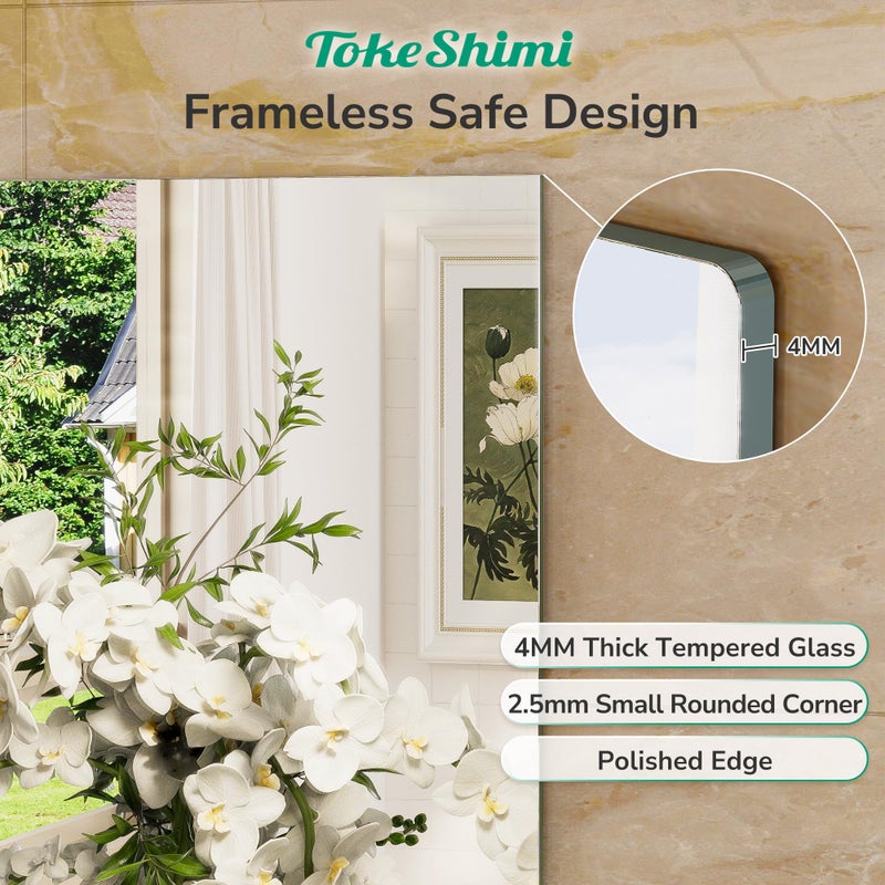 TokeShimi 30x36 Frameless Bathroom Vanity Mirrors for Over Sink, Modern Rectangle Bathroom Mirrors for Wall with Polished Edge Shatterproof Decorative Mirror for Bedroom, Living Room, Entryway - Image 5