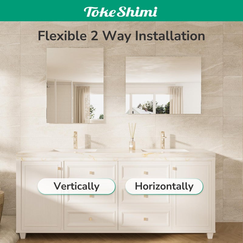 TokeShimi 30x36 Frameless Bathroom Vanity Mirrors for Over Sink, Modern Rectangle Bathroom Mirrors for Wall with Polished Edge Shatterproof Decorative Mirror for Bedroom, Living Room, Entryway - Image 2