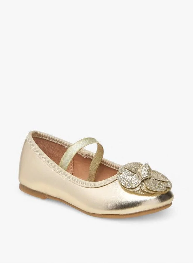 Flora Bella By Shoexpress Flower Embellished Ballerina Shoes with Elastic Closure