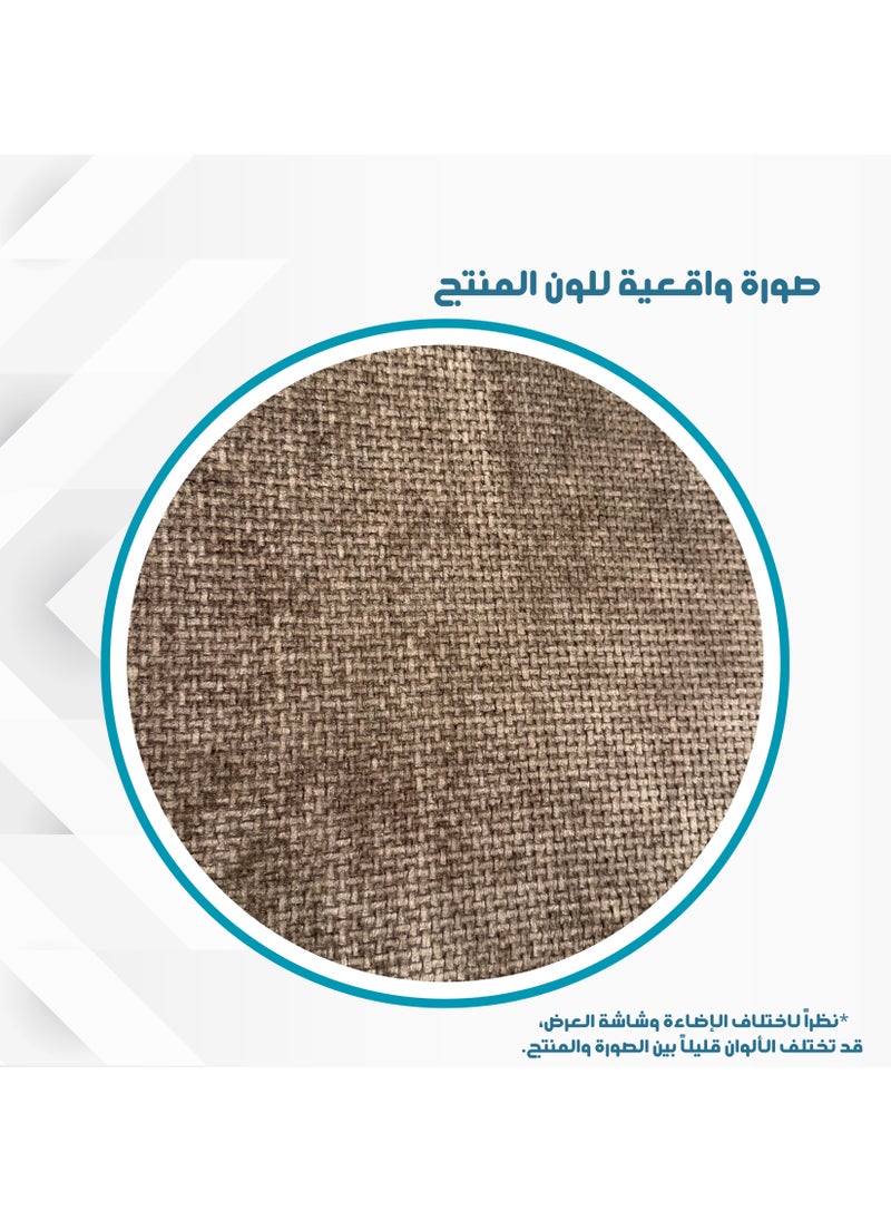بكسل للأثاث مقعد بوف دائري قماش كتان قواعد خشبية من بكسل الاثاث, بني  - Image 3
