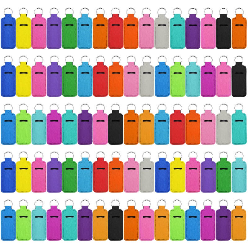 Yisong 4060 80 Pack Lipstick Holder Keychains Bulk Neoprene Lip Balm Holder Keychain Lip Gloss Sleeve Pocket Women Presents80 Pack - Image 2