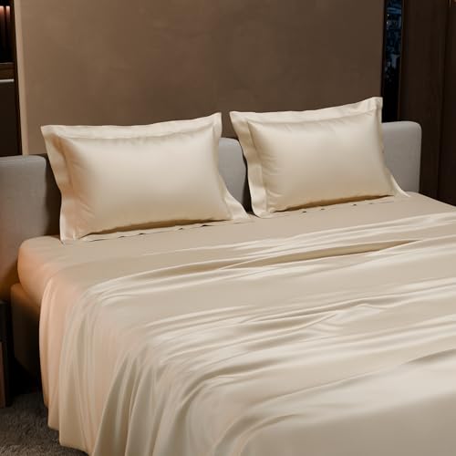 Stoa Paris Double Bedsheet with 2 Pillow Covers, 300 TC UltraSatin Premium Bedding Set, Aesthetic Home Decor, Gift for Couples, Wedding, Anniversary, Date Night - Charming Ivory - Image 3