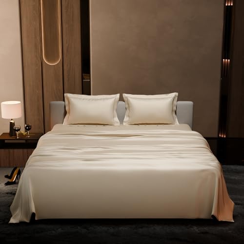 Stoa Paris Double Bedsheet with 2 Pillow Covers, 300 TC UltraSatin Premium Bedding Set, Aesthetic Home Decor, Gift for Couples, Wedding, Anniversary, Date Night - Charming Ivory - Image 2