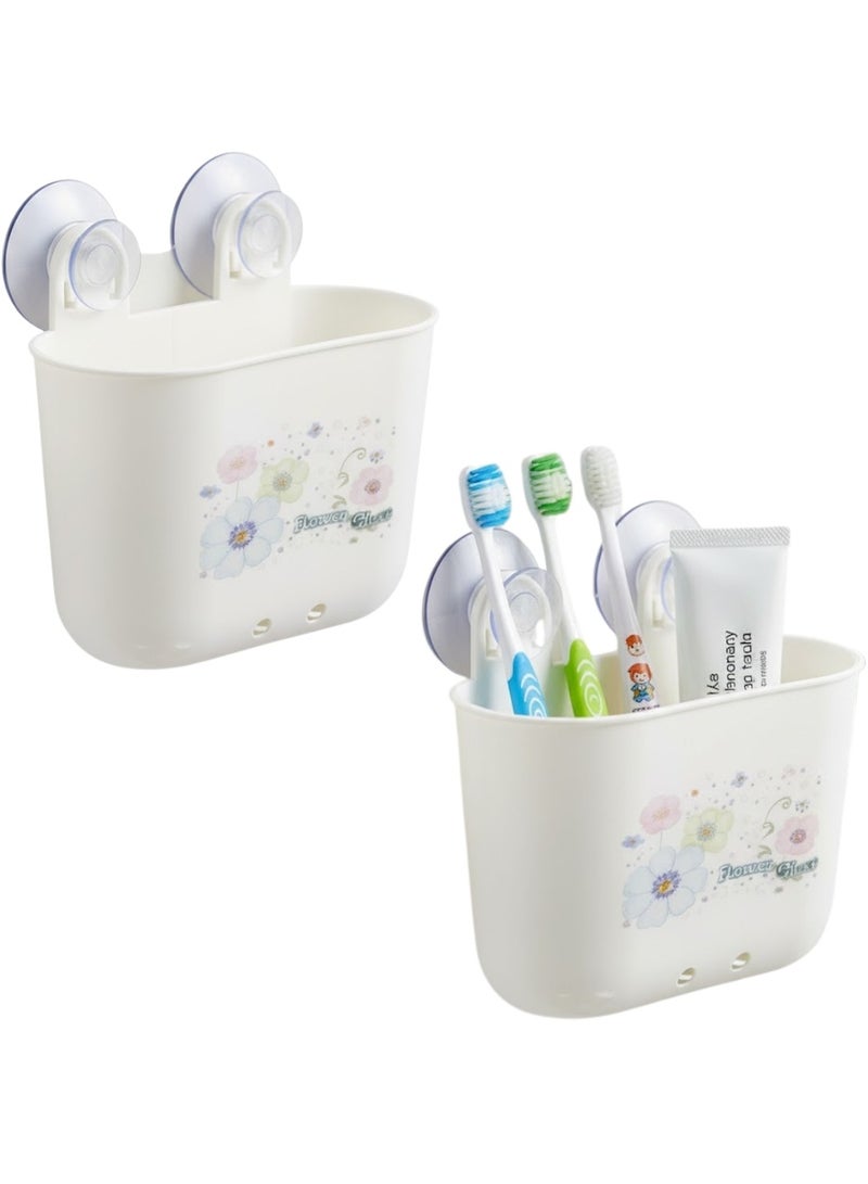 لوكاداه حامل فرشاة أسنان حائطي مع أكواب شفط قوية - منظم فرشاة أسنان للحمام بدون حفر للبلاط والزجاج والجدران الناعمة - حامل فرشاة أسنان بلاستيكي متين ومقاوم للماء للأطفال والكبار - حامل مثبت على الحائط موفر للمساحة - سهل التركيب للاستخدام المنزلي والسفر والعائلي - Image 1