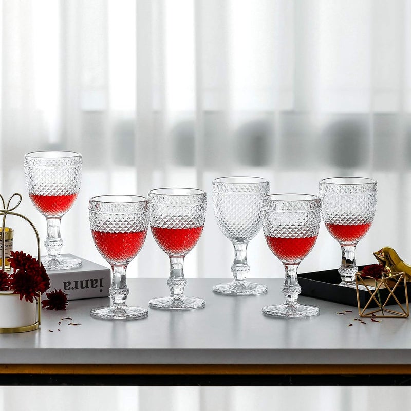 1500 C TABLETOP Chroma Beverage Glass Goblets 106 oz set of 6 Clear Vintage Embossed Glassware for Refreshments Icedtea Soda Juice Water Perfect for Dinner Parties Bars Restaurants  - Image 4