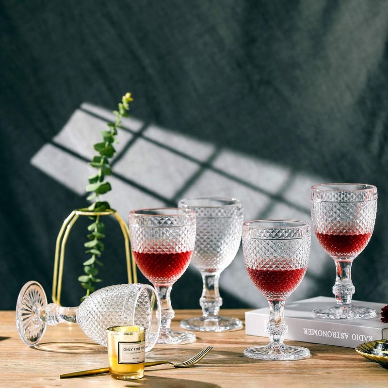 1500 C TABLETOP Chroma Beverage Glass Goblets 106 oz set of 6 Clear Vintage Embossed Glassware for Refreshments Icedtea Soda Juice Water Perfect for Dinner Parties Bars Restaurants  - Image 5