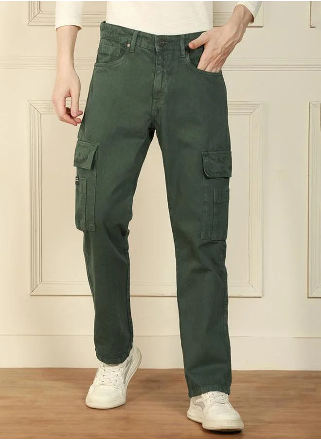 Dennis Lingo Mid Rise Relaxed Fit Solid Cargo Jeans