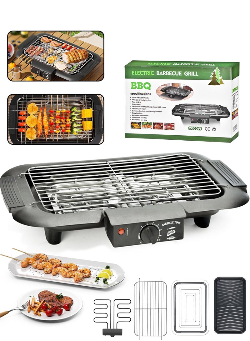 ليون هوم صينية شواء كهربائية متعددة الوظائف 2000 واط، شواية كهربائية منزلية، صينية قلي وشوي متكاملة، بست مستويات لضبط الحرارة، سطح شوي غير لاصق سهل التنظيف، تسخين سريع وتصميم مقاوم للحروق، مناسبة للحفلات العائلية والتخييم الخارجي. - Image 1