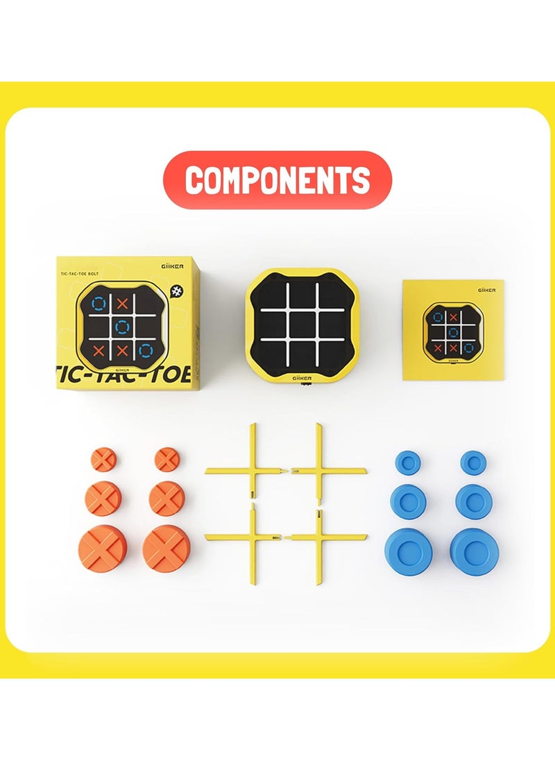 Giiker - GiiKER Tic Tac Toe Bolt Board Game, 3-in-1 Portable Travel Handheld Puzzle Game Console for Memory Growth, Fidget Toys Brain Games for Kids and Adults, Birthday Gifts Family Game Night for All Ages - Image 1