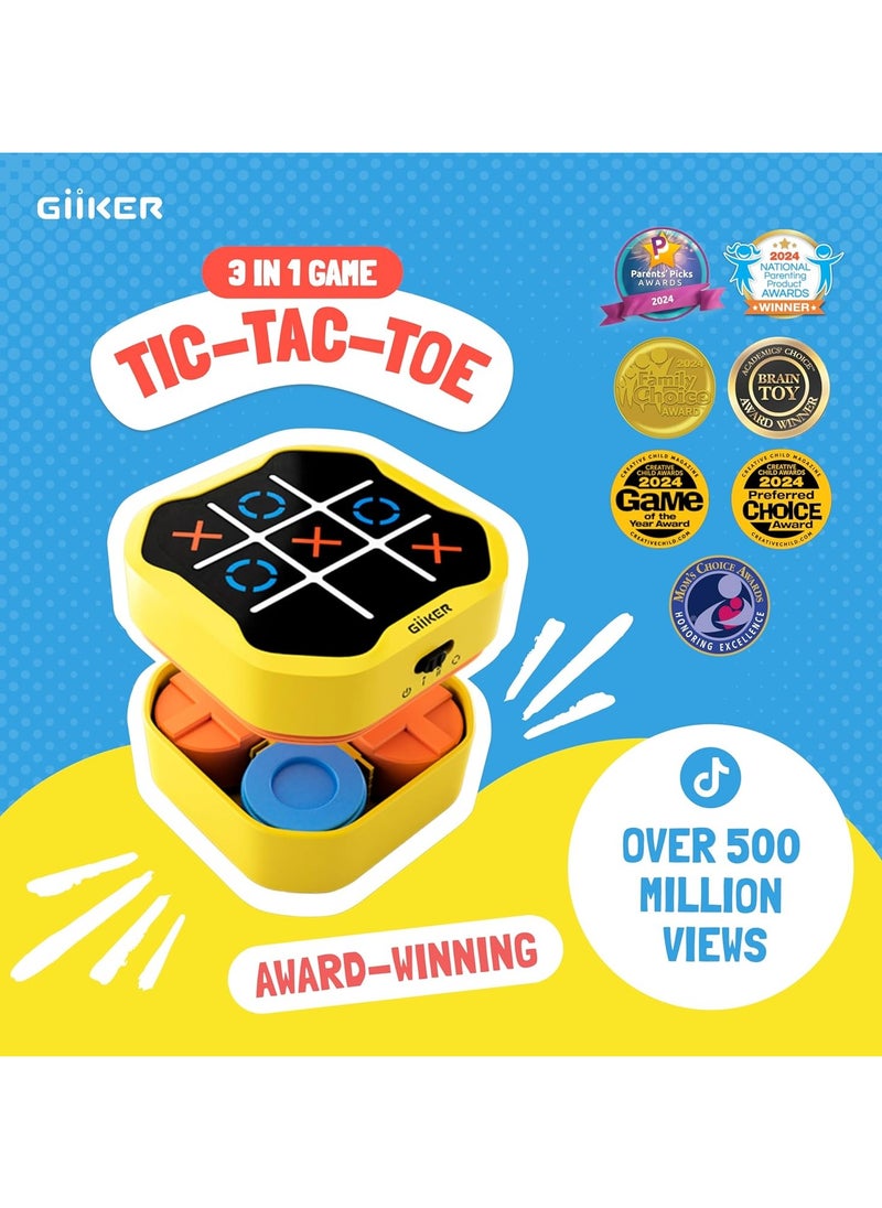 Giiker - GiiKER Tic Tac Toe Bolt Board Game, 3-in-1 Portable Travel Handheld Puzzle Game Console for Memory Growth, Fidget Toys Brain Games for Kids and Adults, Birthday Gifts Family Game Night for All Ages - Image 1