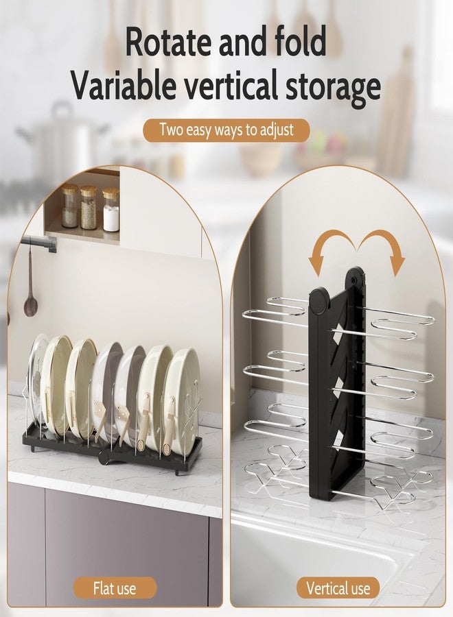 CEHNCEH Pots and Pans Organizer under Cabinet for Cabinet and Countertop Longest 28.5 in Foldable Adjustable 8-Tier Pan Organizer Rack Perfect to Store Pots, Kitchen Cabinet Organizer (Black) - Image 3