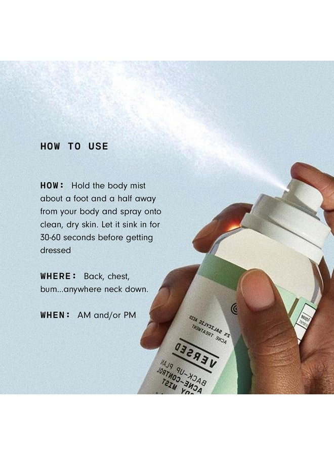 Versed Versed Back-Up Acne Control Body Mist - All Over Blemish Spot Treatment + Salicylic Acid Spray with Tea Tree Oil & Witch Hazel - Oil Control + Redness Relief Acne Spray for Back & Body - Vegan (3 oz) - Image 3