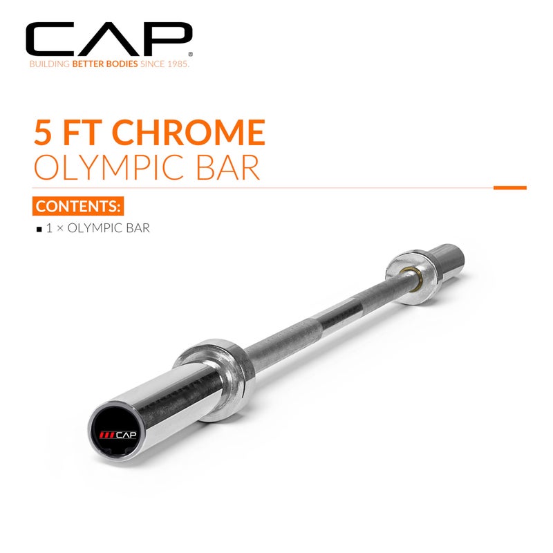 CAP Barbell 2' Olympic Solid 5 ft Bar, Bronze Bushings, Chrome (New Version) (OBIS-60-3) - Image 2