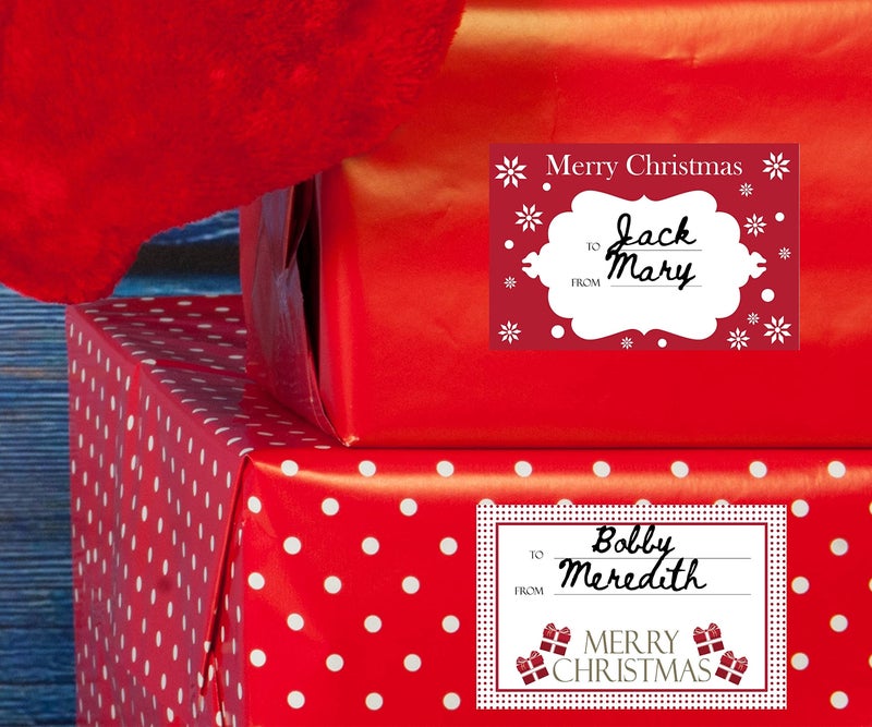 Paper and Presents Jumbo Christmas Gift Tag Stickers 60 Count Modern Red, White, Silver, and Gold Xmas Designs - Looks Great on Gifts Presents, Wrapping Paper and Gift Bags. - Image 2