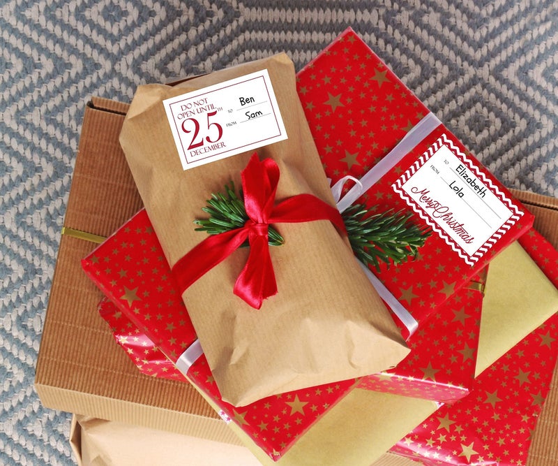 Paper and Presents Jumbo Christmas Gift Tag Stickers 60 Count Modern Red, White, Silver, and Gold Xmas Designs - Looks Great on Gifts Presents, Wrapping Paper and Gift Bags. - Image 3