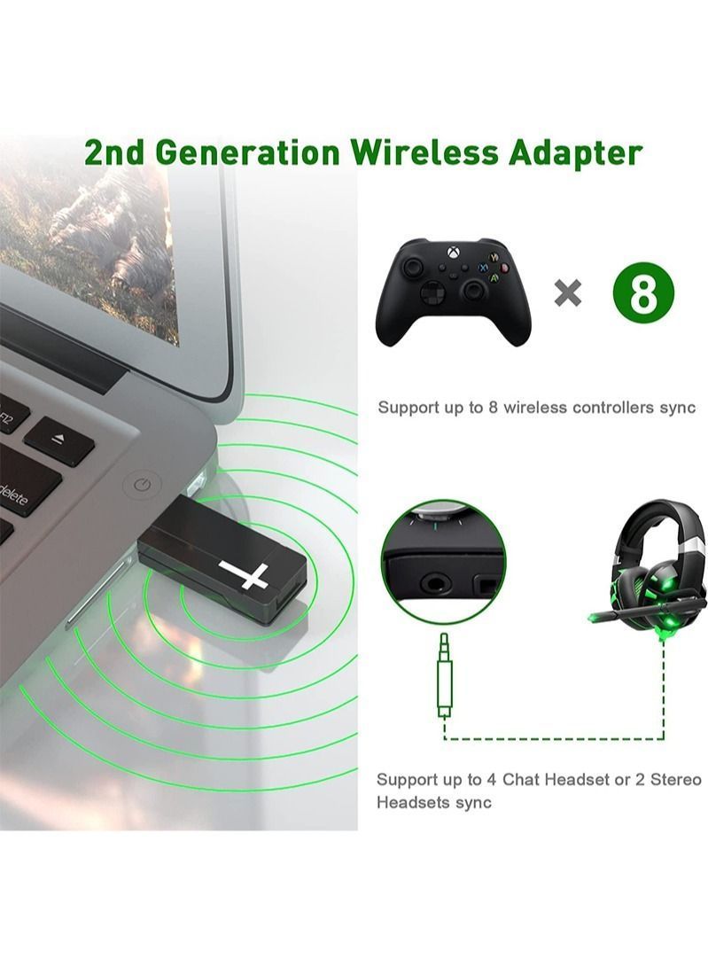 AOLION Wireless Adapter 2.4G Receiver for Xbox One Converts PC Compatible with Windows 7/8/10 Controller Elite Series 2 and X/S - Image 2