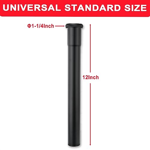 Cinsda 114 OD x 12 Brass Slip Joint Extension Tube Heavy Duty Extension Tube for Bathroom Sink Drain Tailpiece Matte Black - Image 3