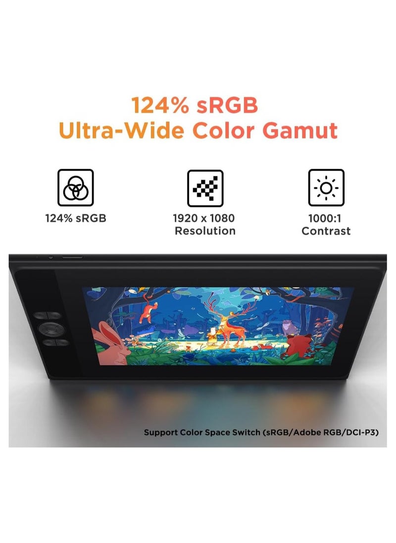 Ugee - UE12 11.9-Inch Drawing Tablet with Screen - Full-Laminated Display, Ultra-Wide Color Gamut, Multiple Color Spaces, Battery-Free Stylus - Image 1