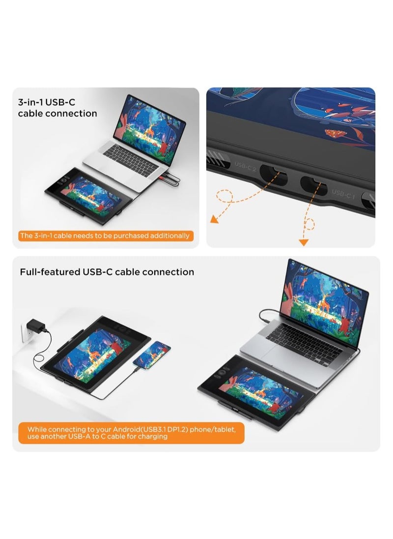 Ugee - UE12 11.9-Inch Drawing Tablet with Screen - Full-Laminated Display, Ultra-Wide Color Gamut, Multiple Color Spaces, Battery-Free Stylus - Image 1