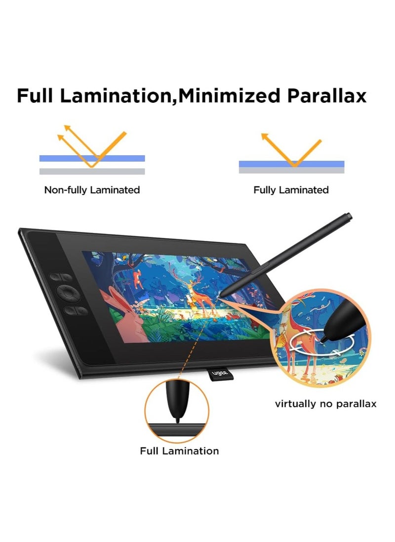 Ugee - UE12 11.9-Inch Drawing Tablet with Screen - Full-Laminated Display, Ultra-Wide Color Gamut, Multiple Color Spaces, Battery-Free Stylus - Image 1