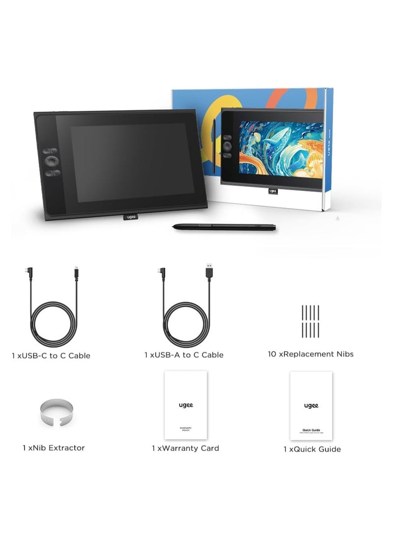 Ugee - UE12 11.9-Inch Drawing Tablet with Screen - Full-Laminated Display, Ultra-Wide Color Gamut, Multiple Color Spaces, Battery-Free Stylus - Image 1