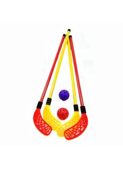 Generic System Parent-child Training Toys Outdoor Children's Stick Ball Interactive Sports Hockey Sports Feeling Hockey Sports Sports Sports-Color:Large Hockey Mixed Color (4 Sticks, 2 Balls, 9cm Ball For Pen-hold Shooting  - Image 1