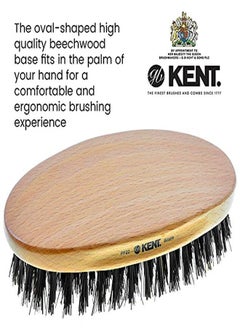 KENT Pf22 Oval Men Military Hair Brush, Black Boar Bristle And Nylon Bristle Mix For Mens Grooming Hair And Beard, Scalp Brush, 360 Wave, And Facial Brush For Beard Care. Made In England  - Image 5