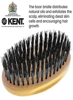 KENT Pf22 Oval Men Military Hair Brush, Black Boar Bristle And Nylon Bristle Mix For Mens Grooming Hair And Beard, Scalp Brush, 360 Wave, And Facial Brush For Beard Care. Made In England  - Image 4