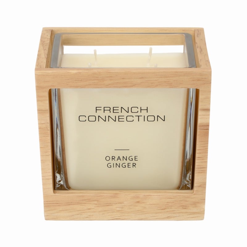 French Connection شمعة جرة معطرة بالبرتقال والزنجبيل - 480 جرام، بشمعتين مع غطاء خشبي | مدة الاحتراق - 62 ساعة | مجموعة خشبية | مثالية للهدايا، ديكور المنزل، الحفلات وعطر الغرف | مثالية لديكور غرفة المعيشة والمكتب - Image 3