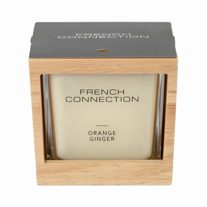 French Connection شمعة جرة معطرة بالبرتقال والزنجبيل - 480 جرام، بشمعتين مع غطاء خشبي | مدة الاحتراق - 62 ساعة | مجموعة خشبية | مثالية للهدايا، ديكور المنزل، الحفلات وعطر الغرف | مثالية لديكور غرفة المعيشة والمكتب - Image 2