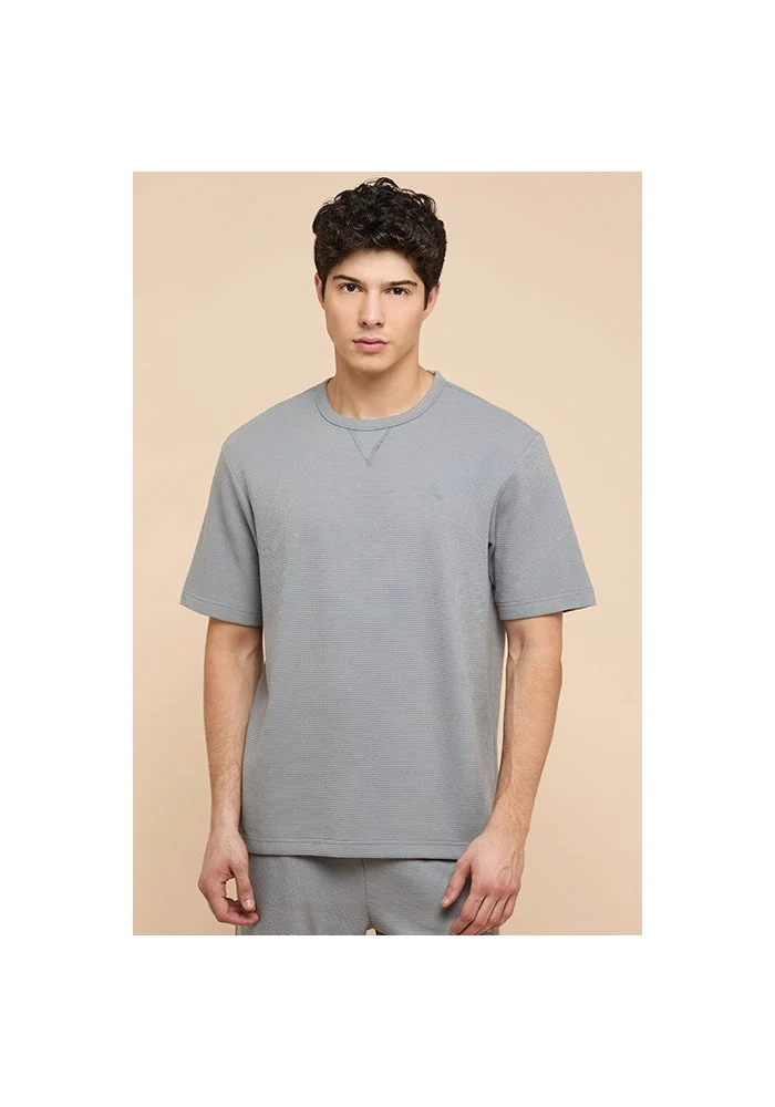 أر أند بي Solid T-Shirt with Crew Neck and Short Sleeves