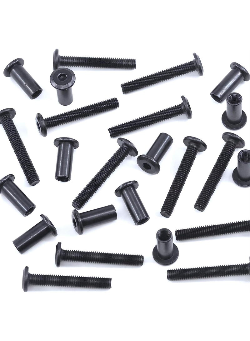 12PCS M6x40mm Black Hex Socket Cap Bolts and Barrel Nuts, Crib Bolts Flat Head Binding Bolt Screw Post for Belt Buckle Leather Furniture - Image 4