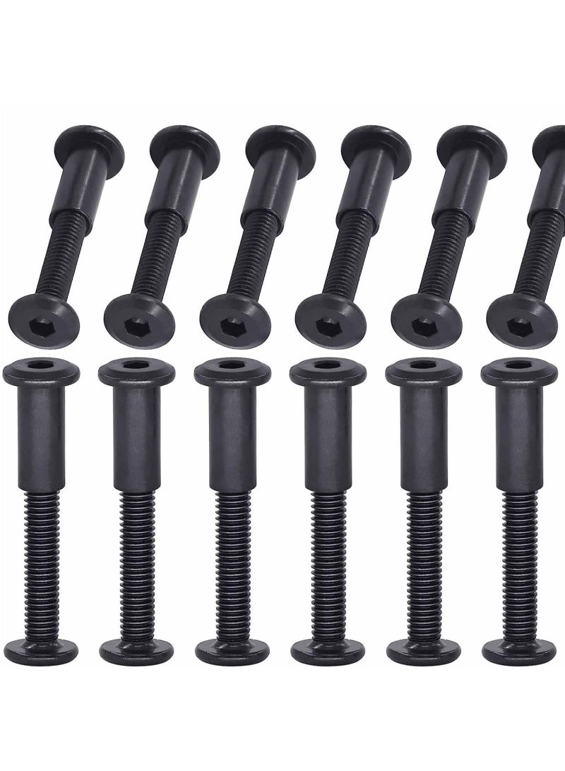 12PCS M6x40mm Black Hex Socket Cap Bolts and Barrel Nuts, Crib Bolts Flat Head Binding Bolt Screw Post for Belt Buckle Leather Furniture - Image 1