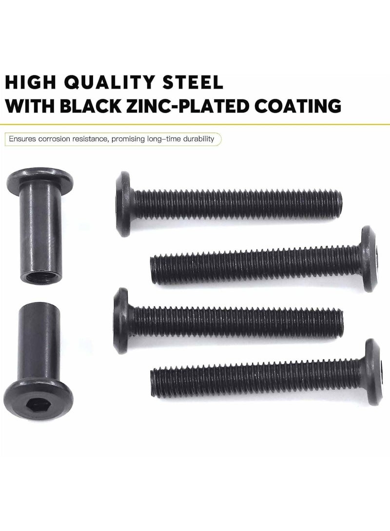 12PCS M6x40mm Black Hex Socket Cap Bolts and Barrel Nuts, Crib Bolts Flat Head Binding Bolt Screw Post for Belt Buckle Leather Furniture - Image 2